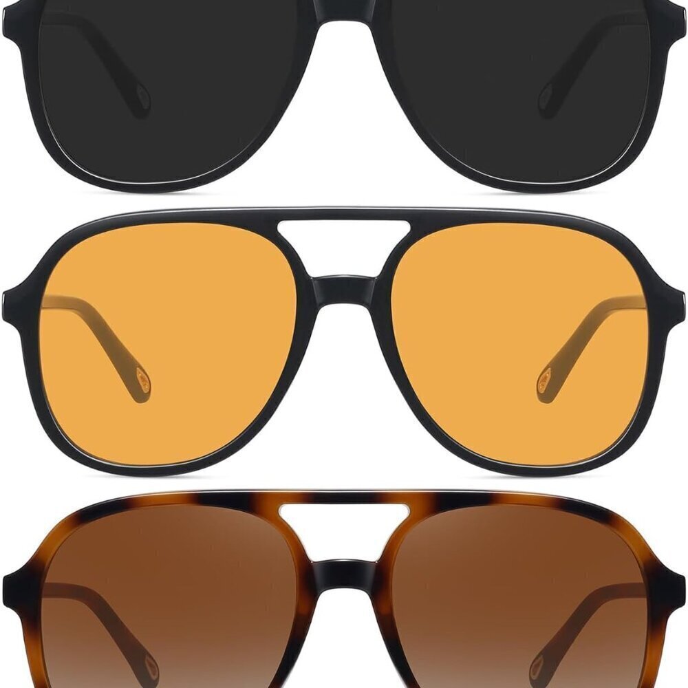 Retro Oversized Aviator Sunglasses UV400 Protection Trendy Vintage 70s Style